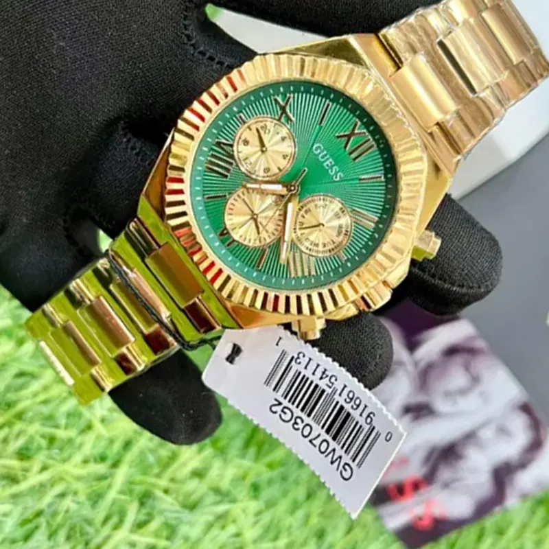Guess Equity Green Dial Gold-tone Men’s Watch- GW0703G2